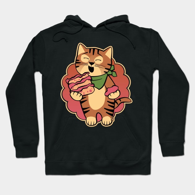 Cat Eating Cake Hoodie by Sue Cervenka